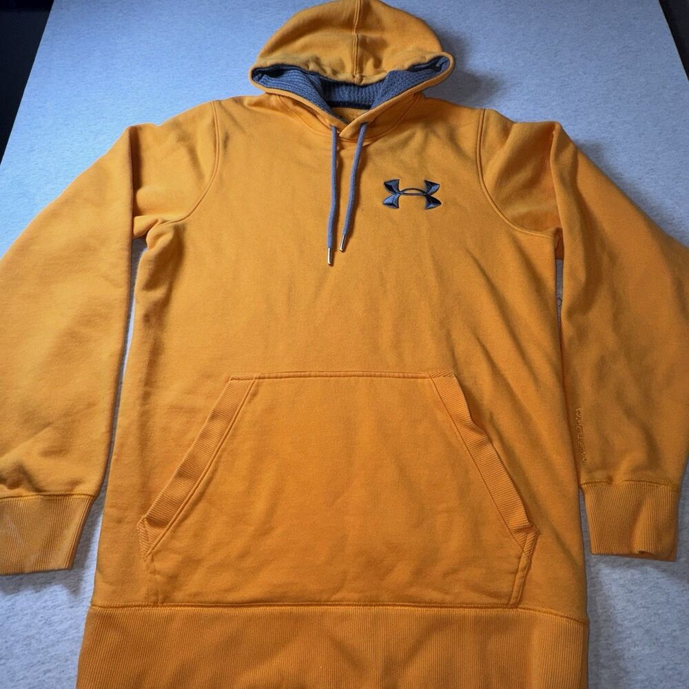 Mens Under Armour UA Storm Size Med Orange Loose Fit Pullover Hoodie Sweatshirt